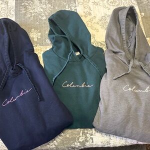 Columbia Hoodies in Dark Blue, Forest Green, and Charcoal